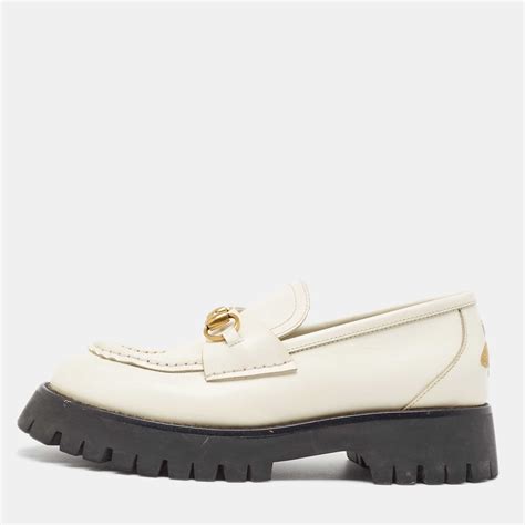 gucci white loafers with bees|Gucci harald platform loafers.